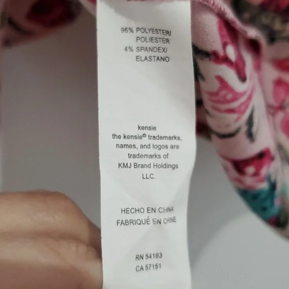 Kensie Pink Floral V-Neck with bow tie bell sleeve blouse size M - Picture 12 of 12